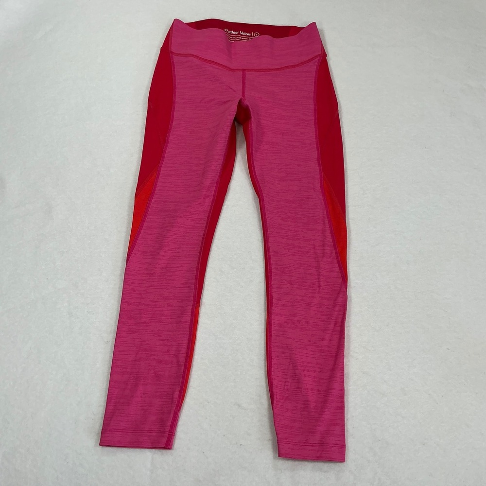 Outdoor Voices TechSweat Leggings Pink Red Colorblock High Rise Small 1747